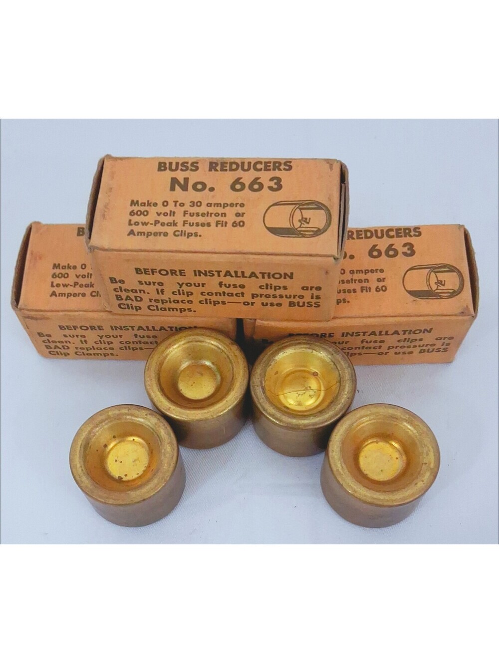 5-Pairs Bussman No 663 Buss Fuse Reducers 6a0 to 30A 600V NOS 3 In Box 2 Out Box